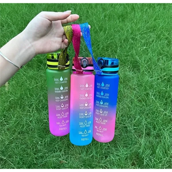 48oz Motivational Sports Water Bottle with Time Marker