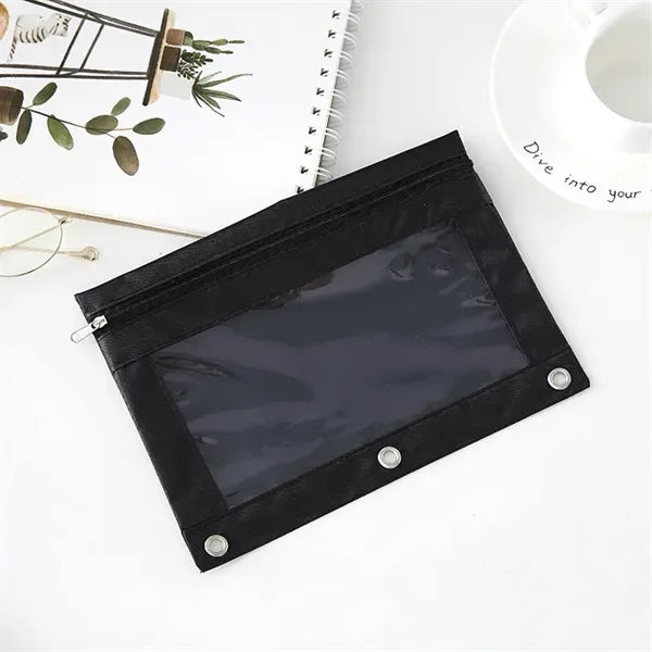 2 Zippers 3 Ring Binder Pencil Pouch 10 x 7"