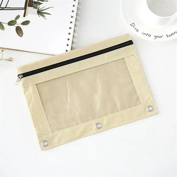 2 Zippers 3 Ring Binder Pencil Pouch 10 x 7"