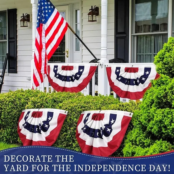 18" x 36" American Patriotic Pleated Fan Flags