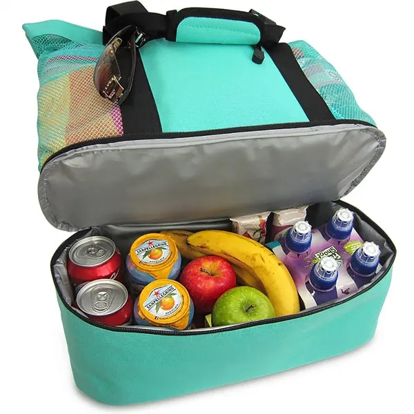 Mesh Beach Bag with Cooler Compartment