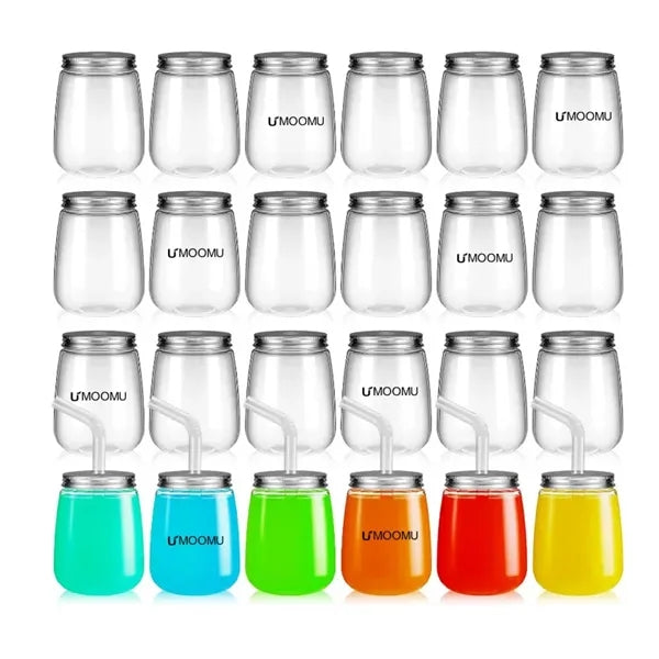Plastic Mason Jars with Lid and Straws
