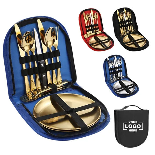 10pcs Outdoor Picnic Portable Stainless Steel Tableware