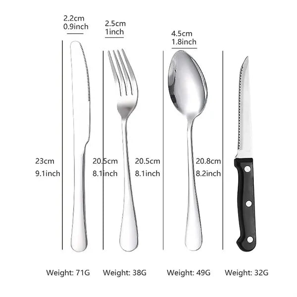 10pcs Outdoor Picnic Portable Stainless Steel Tableware