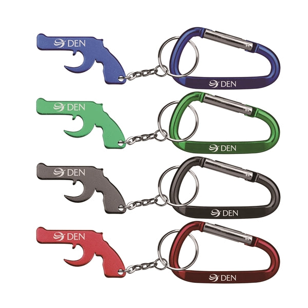 Gun Shape Bottle Opener Key Chain & Carabineer