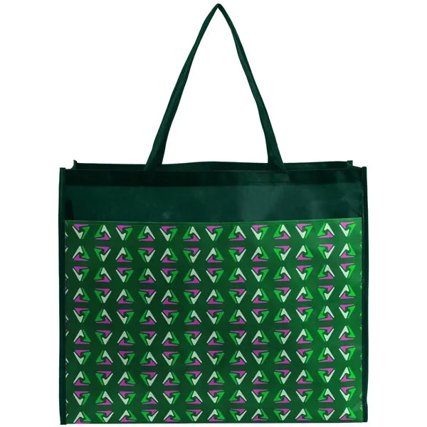 PET Non-Woven Tote Bag Sublimated Front Pocket (18"x16"x5")