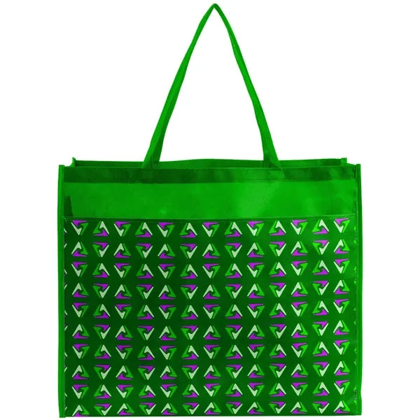 PET Non-Woven Tote Bag Sublimated Front Pocket (18"x16"x5")
