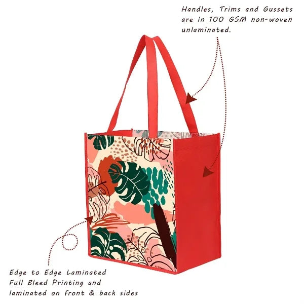 Laminated Non-woven Tote Bag (12" X 13" X 8")