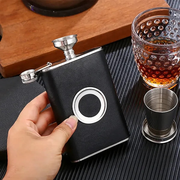 8oz Shot Hip Flask With Built in Collapsible Cup