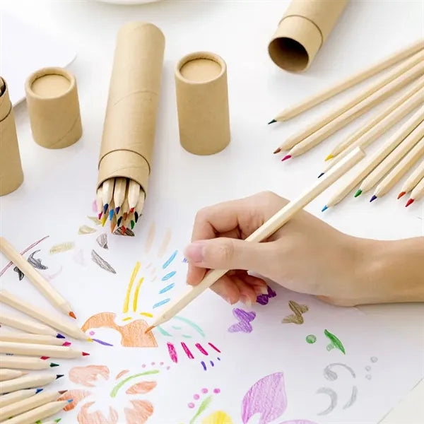 12 PCS Drawing Nature Wood Colored Pencils In Tube