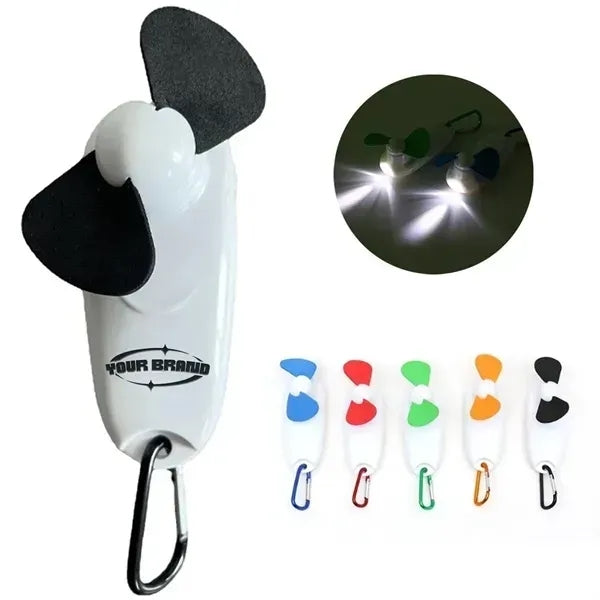 Mini Hand Held Fan with LED Light & Carabiner