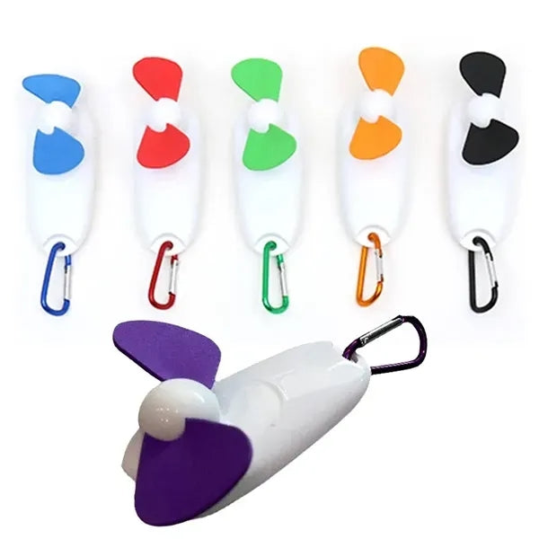 Mini Hand Held Fan with LED Light & Carabiner