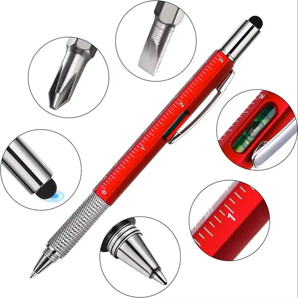 Metal-Function Screwdriver Pen With Ruler Levelgauge