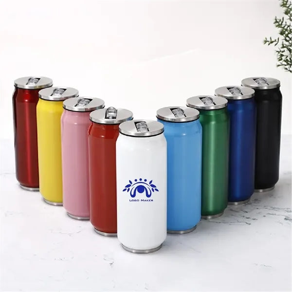 17oz Stainless Steel Cooling Can With Straw Lid
