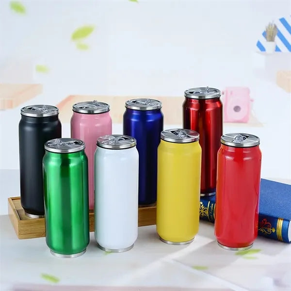 17oz Stainless Steel Cooling Can With Straw Lid