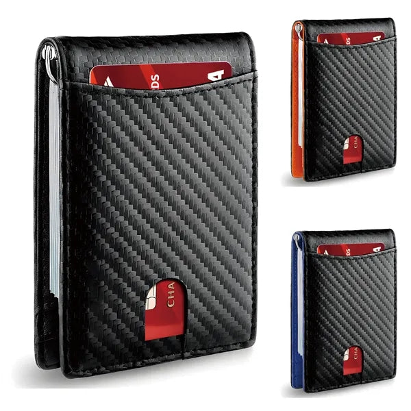 Blocking Full Grain Leather Card Holder Slim Front Pocket Wa