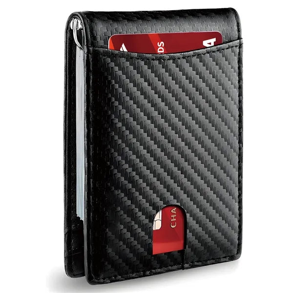 Blocking Full Grain Leather Card Holder Slim Front Pocket Wa