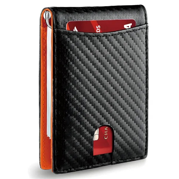Blocking Full Grain Leather Card Holder Slim Front Pocket Wa