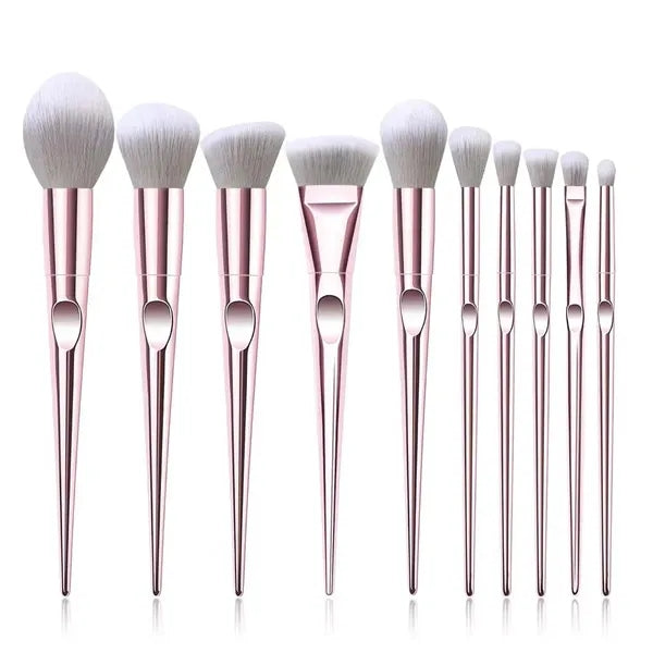 10pcs Pink Beauty Makeup Brush Set With Cosmetic Bag