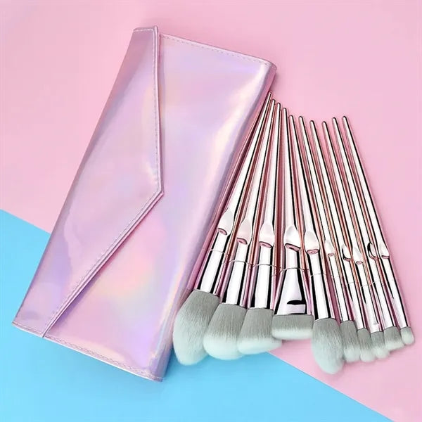 Beauty Cosmetic Bag Set With 10pcs Makeup Brush Kit
