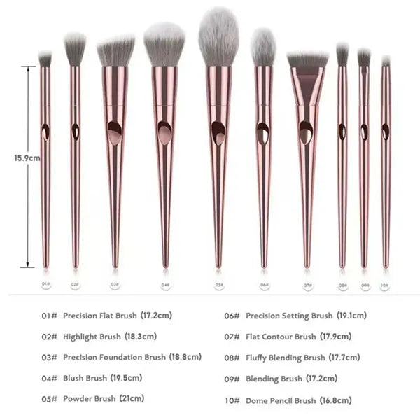 Beauty Cosmetic Bag Set With 10pcs Makeup Brush Kit
