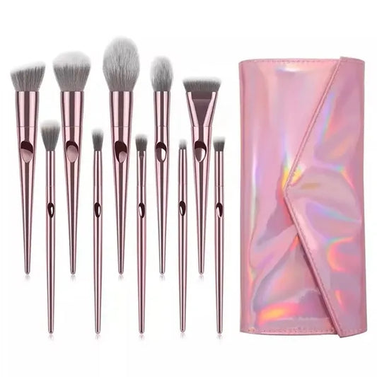 Beauty Cosmetic Bag Set With 10pcs Makeup Brush Kit