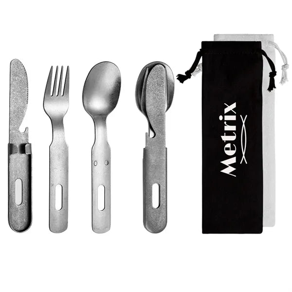 3 in 1 Camping Cutlery Set Stainless Steel