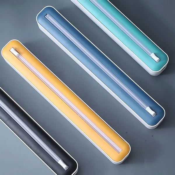 Refillable Plastic Wrap Dispenser with Slide Cutter