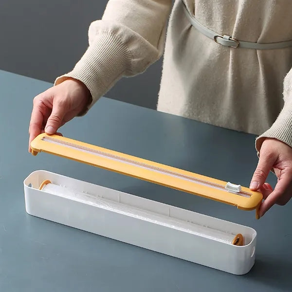 Refillable Plastic Wrap Dispenser with Slide Cutter