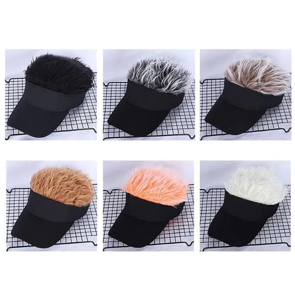 Wig Peaked Baseball Hat with Spiked Hairs