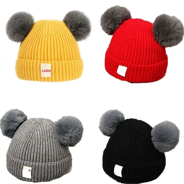 Baby Beanie Hat Double Pom