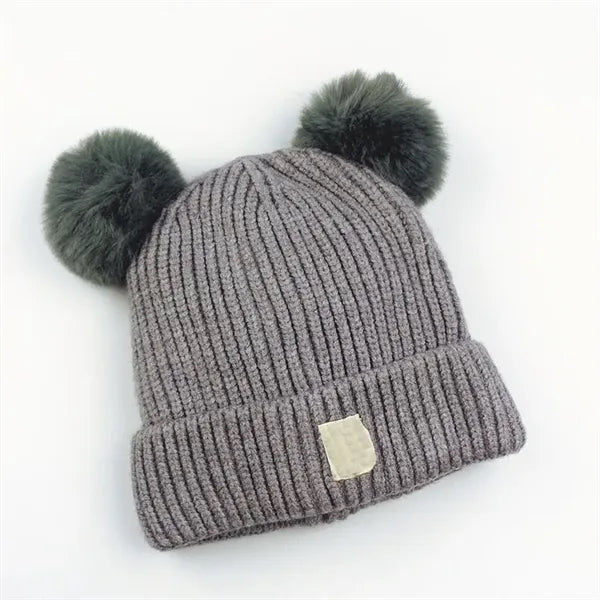 Baby Beanie Hat Double Pom