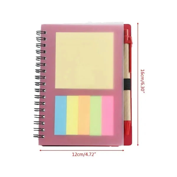 Plastic Spiral Notebook With Pen And Notes Page Marker Color