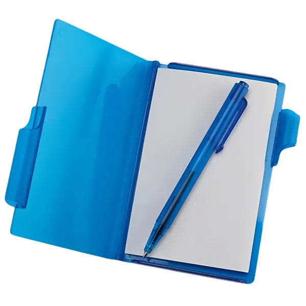 Clear-View Plastic Notepad With Ball Pen Personalization