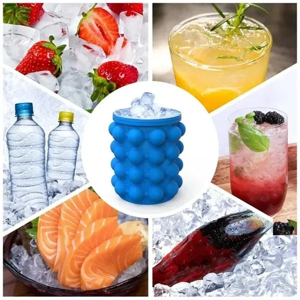 2 in 1 Silicone Ice Cube Mold Bucket