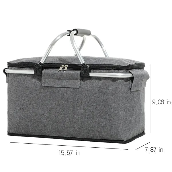 Insulated Folding Picnic Basket Travel Camping Shopping Bag