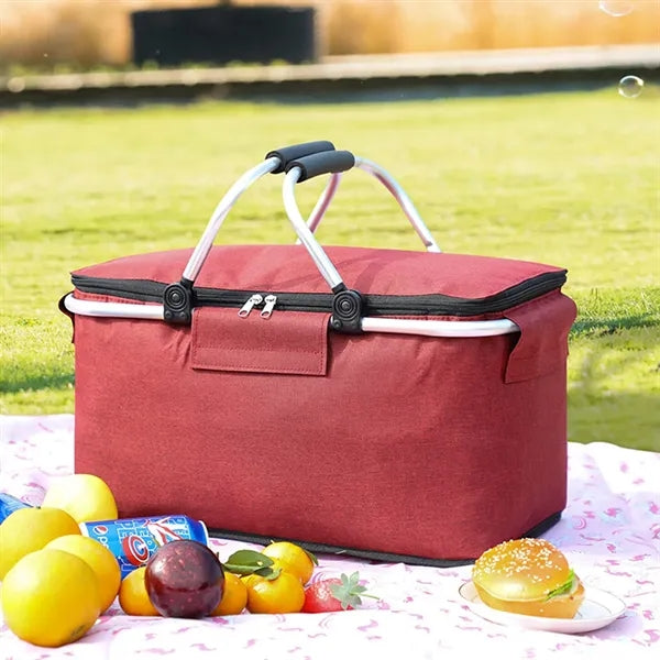 Insulated Folding Picnic Basket Travel Camping Shopping Bag