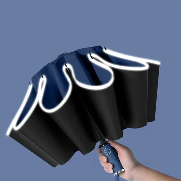 Foldable Reverse Automatic Umbrella with Reflective Stripe