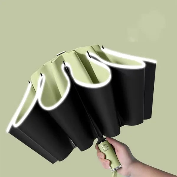 Foldable Reverse Automatic Umbrella with Reflective Stripe