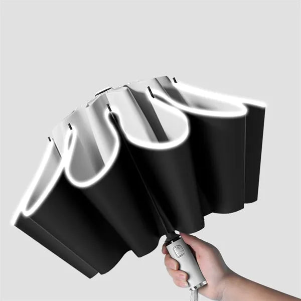 Foldable Reverse Automatic Umbrella with Reflective Stripe