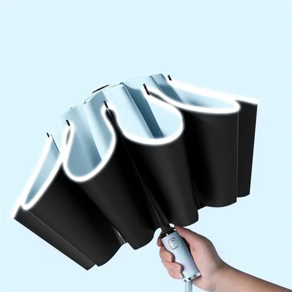 Foldable Reverse Automatic Umbrella with Reflective Stripe
