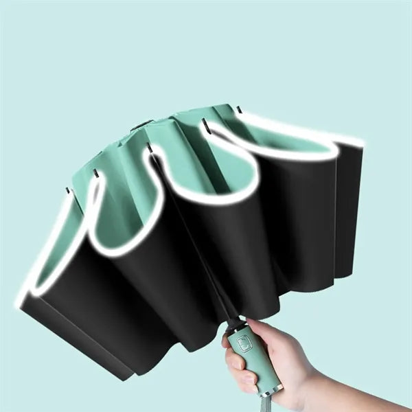 Foldable Reverse Automatic Umbrella with Reflective Stripe