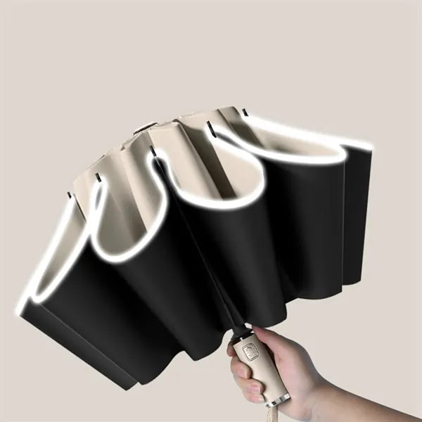 Foldable Reverse Automatic Umbrella with Reflective Stripe