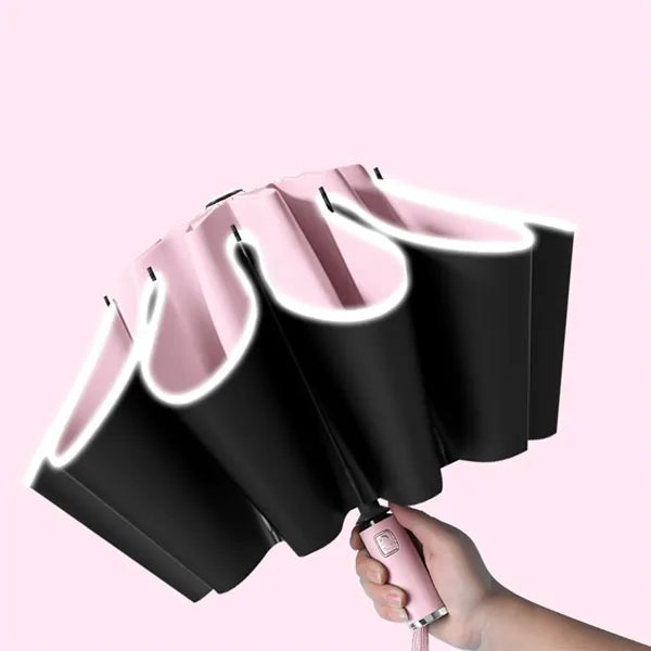 Foldable Reverse Automatic Umbrella with Reflective Stripe