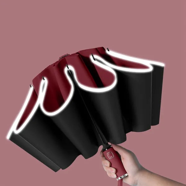 Foldable Reverse Automatic Umbrella with Reflective Stripe