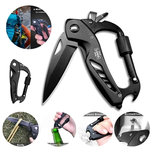 Multitool Carabiner Pocket Knife With Keychain Clip