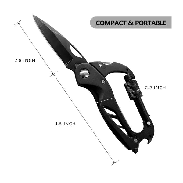 Multitool Carabiner Pocket Knife With Keychain Clip