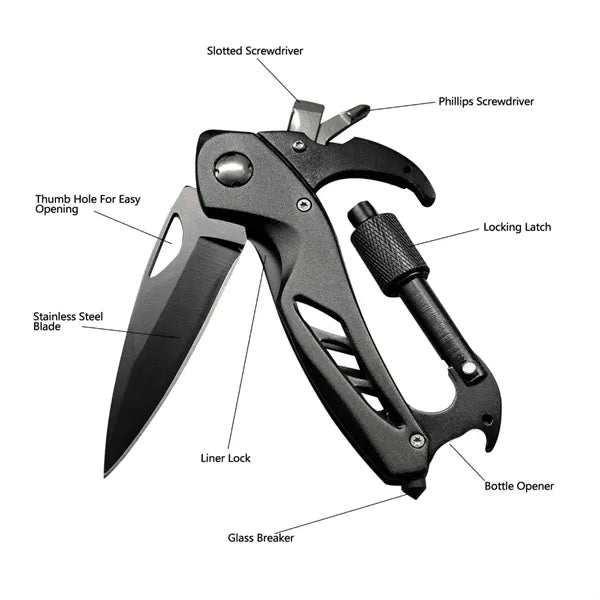Multitool Carabiner Pocket Knife With Keychain Clip