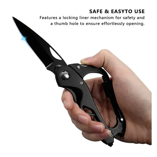 Multitool Carabiner Pocket Knife With Keychain Clip