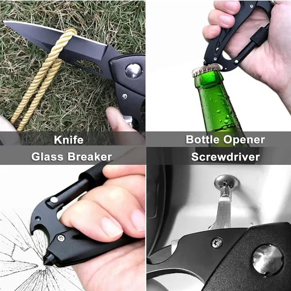 Multitool Carabiner Pocket Knife With Keychain Clip